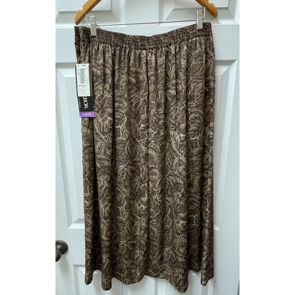 Vintage Sag Harbor 90s Y2K Black Floral Midi Skirt Button Up Women‎ Large